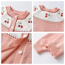 Baby Girls Cardigan Clothes Cherry Embroidery Coats Winter Children Clothing Girls Long Sleeve Knitted Kids Sweaters