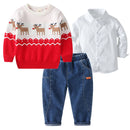 Toddler Christmas Costume for Boy Sweater Shirt Pants Outfit Children Winter Clothing Suits
