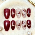Set of nail art designs on a white fur background, Obroi