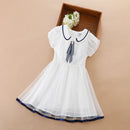 Girls Summer Princess Dress Children Short Sleeves Mesh Dress Kids Clothing Elegant Bow Tie Party Birthday Dresses