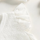 Summer Newborn Infant Baby Girls Clothes White Ruffle Sleeveless Floral Romper Toddler Jumpsuit Headband Outfits 0-18M