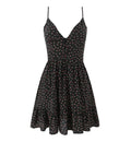 Floral Chiffon Sling Dress Women Front Open Ruffles Hem Short Dresses