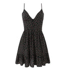 Floral Chiffon Sling Dress Women Front Open Ruffles Hem Short Dresses
