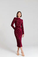 Red lace dress on a white background, Obroi