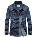 Men's Denim Shirt Solid Casual Shirts Men Clothing