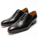 Luxury men Oxford leather shoes handmade pointed lace-up formal shoes
