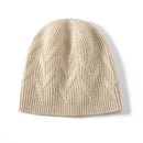 Winter Hat for Women Natural Cashmere Knitted Cap Solid Jacquard Bonnet Casual Soft Warm Beanie Hat