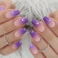 Purple and pink gradient nails with a white fluffy background, Obroi