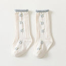 Spring Children Cotton Socks Knee High Girls Frilly Sock Flower Pattern Newborn Baby Floor Socks For Girls Kids Long Sock Cute
