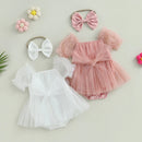 0-24M Newborn Infant Baby Girls Romper Jumpsuit Headband Princess Outfits Toddler Clothes