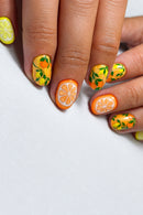 Short nail for women with fruit Square nail tips full cover reusable press on nail art