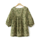 Women T-Shirt Summer Half Sleeve Cotton Linen Round Neck Floral Tops Loose Tees Oversized Curve Clothes