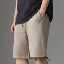 Summer Retro Knitted Shorts Men's Straight Washed Pure Cotton Drawstring Loose Sports Shorts
