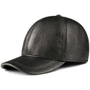 Black leather baseball cap on a white background, Obroi