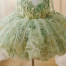Flower Girl Dresses with Hairband Pearls for Baby Kids Wedding 1st Birthday Pageant Party