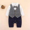 Spring Baby Rompers Gentleman Infant Boys Jumpsuits Kids Clothes Baby Outfits with Waistcoat