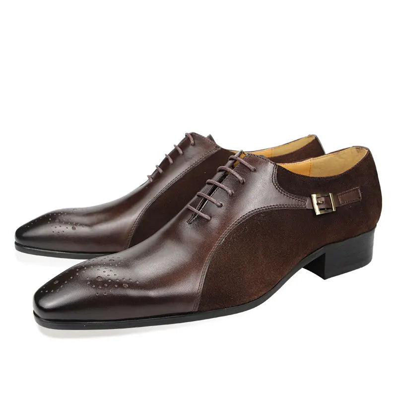 Men Dress Shoes Wedding Man Shoe Leather Genuine Luxury Brogue Handmade Formal Shoes
