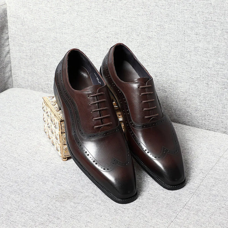 Handmade men Genuine original Leather Classic Brogue Oxford shoes