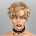 Short Pixie Cut Wig Human Hair Lace Front Wig for Women Textured Layered Side Bang Natural Hairline