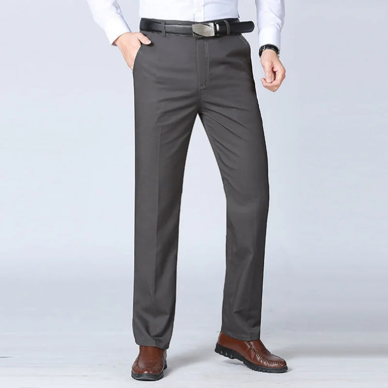 Summer Thin Autumn Thick Cotton Straight Suit Pants Men's Loose Trousers Business Casual Clothes