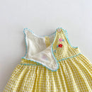 Girls' Summer Dress Cute Duck Vest Skirt Embroidered Princess Plaid Skirt