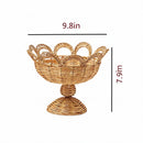 Wicker basket with dimensions labeled on a white background, Obroi