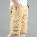 Summer Cargo Shorts Men Cotton Casual Shorts Classic Outdoor Solid Knee Length Pants Straight
