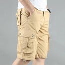 Summer Cargo Shorts Men Cotton Casual Shorts Classic Outdoor Solid Knee Length Pants Straight