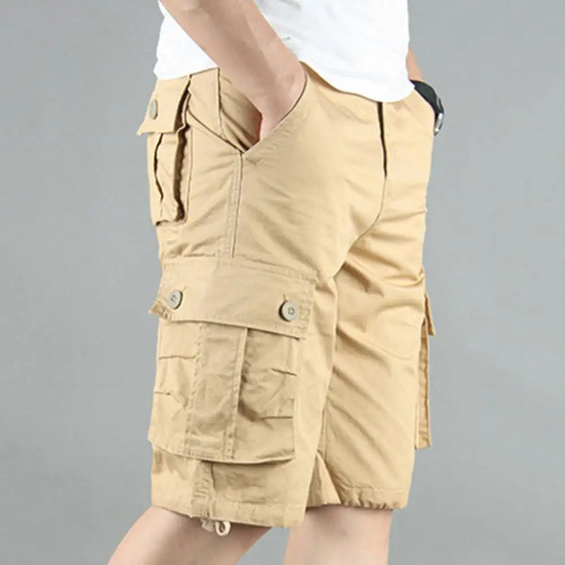 Summer Cargo Shorts Men Cotton Casual Shorts Classic Outdoor Solid Knee Length Pants Straight