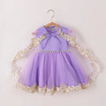 Girls Elegant Dresses Cape Golden Embroidery Child Ceremonial Party Frocks Baby Princess Gown 1-5 Years