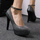 Summer Punk Women Pumps Round Toe Strange Heels 3.5cm Platform Ankle Strap Buckle