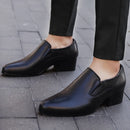 Men Dress Shoes Slip On Pointed Toe Leather Classic Men Formal Oxfords Black