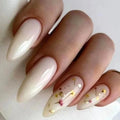 Almond False Nails Gold Foil Floral Nail Art Press on Nails Fake Nails Glitter DIY Manicure Nail Tips