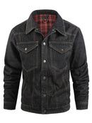 Retro Denim Jacket Men Autumn Single Breasted Lapel Motorcycle Coat Men's Clothing Casual Denim Coat