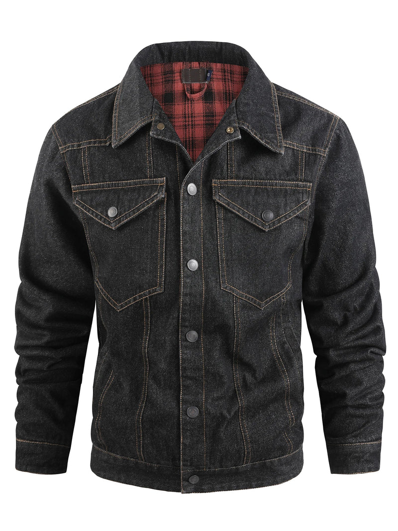 Retro Denim Jacket Men Autumn Single Breasted Lapel Motorcycle Coat Men's Clothing Casual Denim Coat