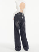 Women's Jeans Straight High Waist Jeans Casual Pants Wide Leg Denim Trouser