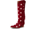 Tassel Western Boots Pointed Toe Chunky Heel Women's Long Boots