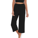 Knitted  Cotton Women's Pants Casual Loose Elastic High Waist Wide Leg Trousers With Pockets Sweatpants