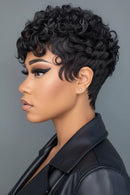 Urban Edge Wave Pixie Wig with Curls 8 Inch Wig Human Hair Wigs For Women Ready to Wear
