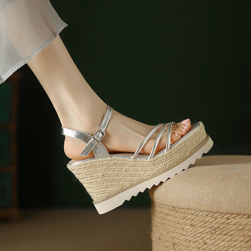 Ladies Casual Buckle Sandals Women Synthetic Platform Summer Shoes Wedges High Heels Sandals