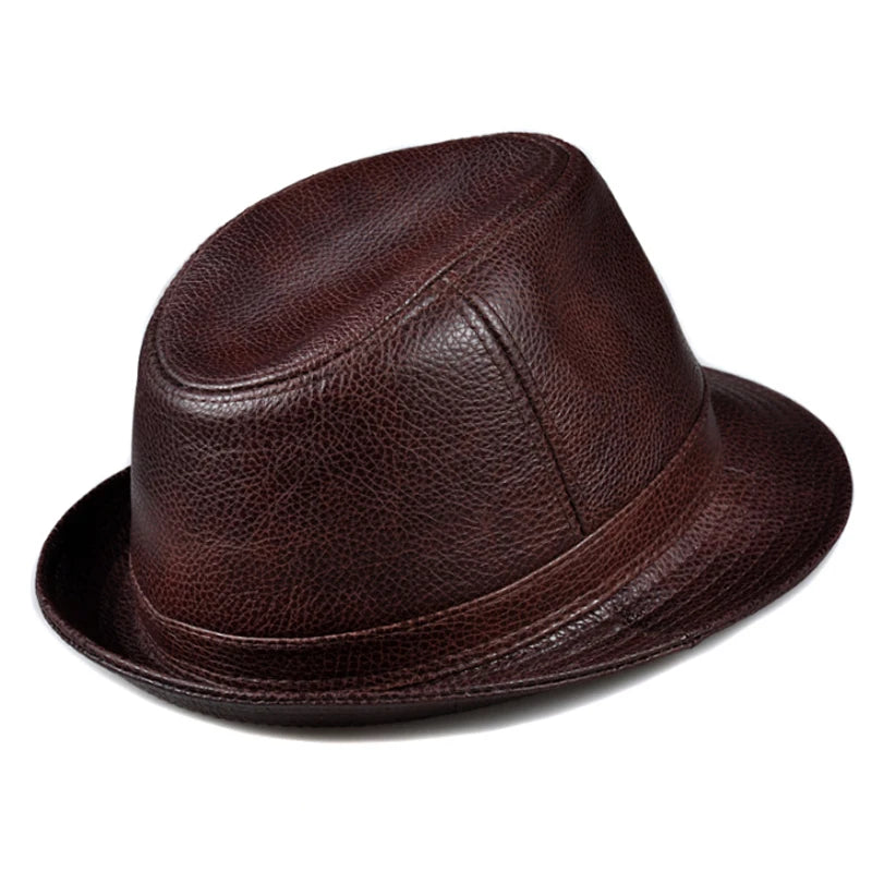 Leather British Top Hats For Men Gentleman Fedora Leather Short Brim Shower Topper Panama Caps