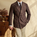 Men Linen Blended Casual Double-breasted Suit Retro Commuter Slim-fit One-suit