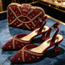 Women's Pumps purple Gold Shoes and Bag Set Italian Design