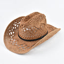 Western Style Straw Hat Summer Hollowing Out Travel Beach Sun Hat Jazz Hat