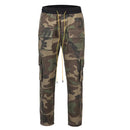 Spring Autumn Men's High Street Baggy Straight Cargo Pants Casual Buckle Drawstring Loose Darkwear Overalls