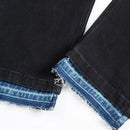 Men's Tide Vintage Jeans Hip-hop Trend Contrasting Double Layered Open Front Patchwork Tapered