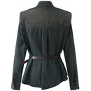 Retro Polo Collar Denim Jacket Women Autumn Shoulder Pad Top Aesthetic