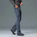 Autumn And Winter Men's Mid Waist Micro Flared Jeans Blue Gray Casual Pants