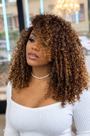 Highlight Blonde Short Curly Bob Wig With Bangs Kinky Curly Wig Glueless Wig Remy