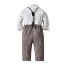 Baby Boy Formal Clothes Set Shirt Suspender Pant Teen Suit Party Cotton Baby Clothes 1-16Y